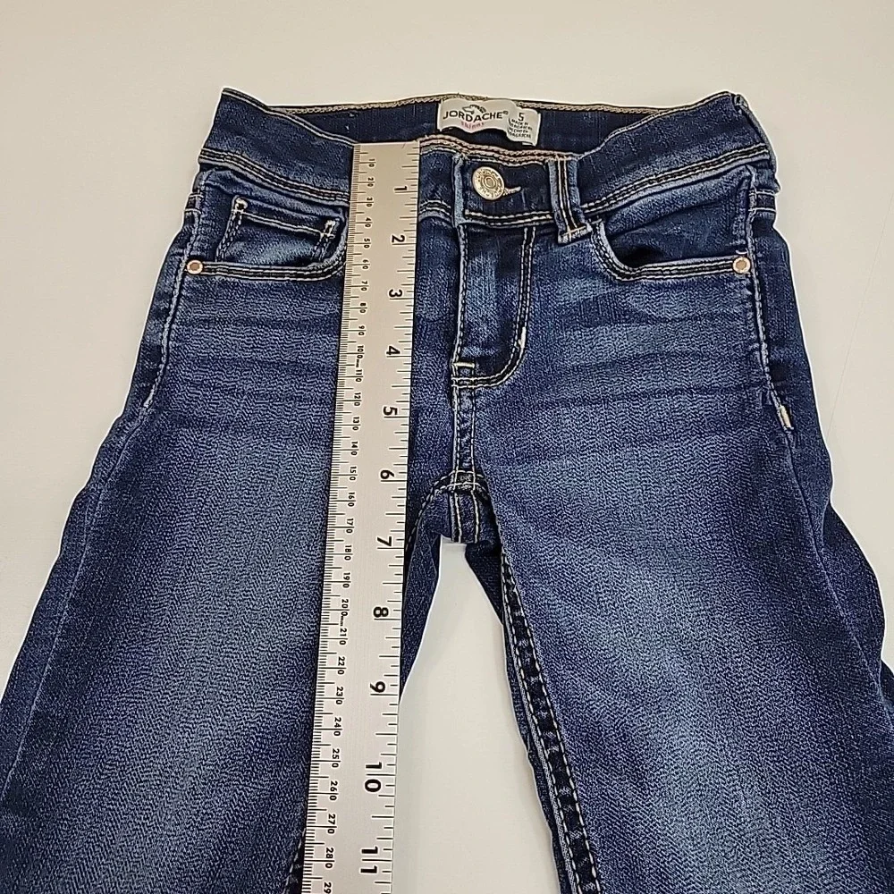 Jordache Girls Blue Skinny Jeans Size 5 Stretch Denim Medium Wash Whiskering